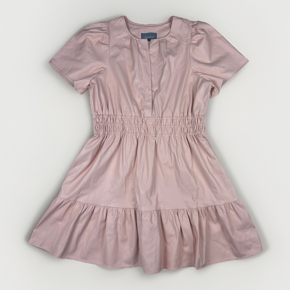 Anthropologie Somerset Mini Dress L Vegan Leather Pink Romantic Coquette Girly